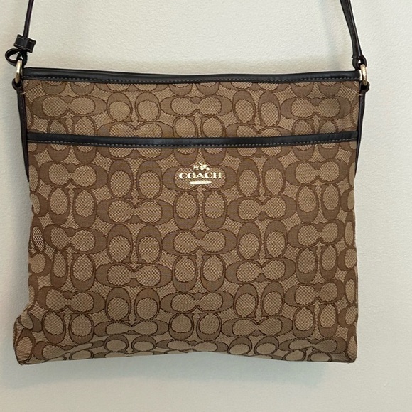 Coach Signature Khaki Canvas File Crossbody Bag F58285 brown classic logo - Picture 1 of 15